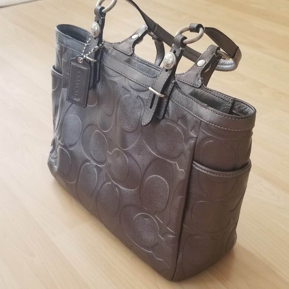 Vintage Coach Leather purse - metallic grey - Picture 4 of 12